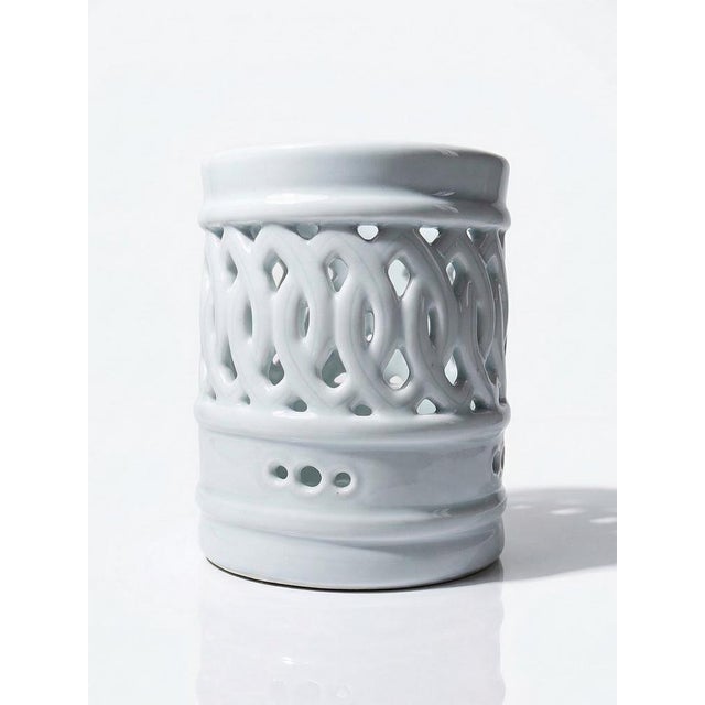Korean Joseon Style Reticulated Celadon Porcelain Brush Holder, 1950s For Sale - Image 12 of 12
