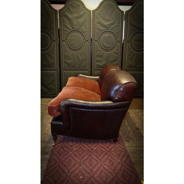 2-Seater Sofa in Burgundy Leather and Velvet from George Smith, 2010s For Sale - Image 16 of 18