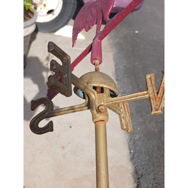Early 20th Century Vintage Cast Iron Red Rooster Weathervane For Sale - Image 5 of 7