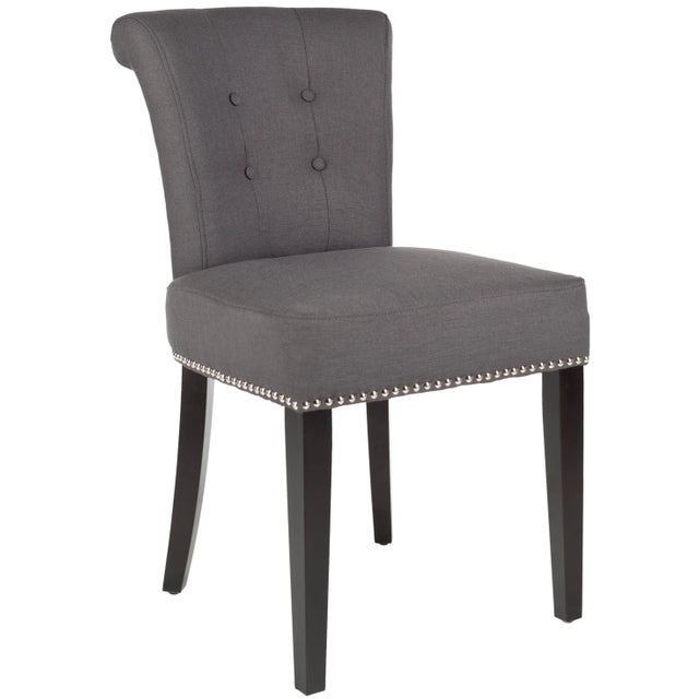 Modern 21''H Ring Chair With Silver Nailheads in Charcoal & Espresso - a Pair For Sale - Image 3 of 8