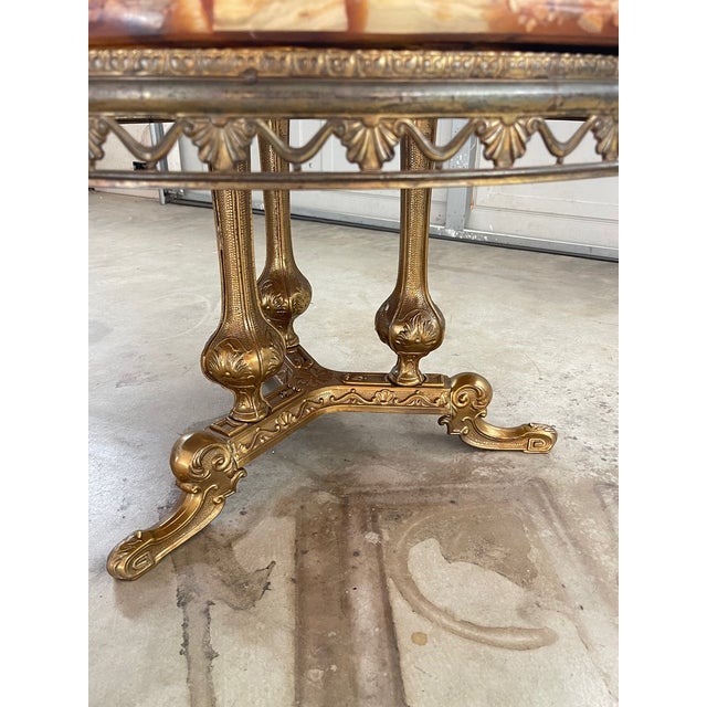 Metal Mid-Century Italian Large Onyx and Brass Coffee Table For Sale - Image 7 of 12