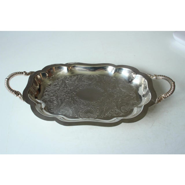 English 1950s Vintage - English Lancaster Silver on Copper Footed Serving Tray For Sale - Image 3 of 11