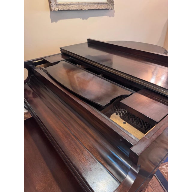 Krakauer Bros. baby grand piano, made in New York. Dark mahogany case with the original gold Krakauer fallboard plaque and...