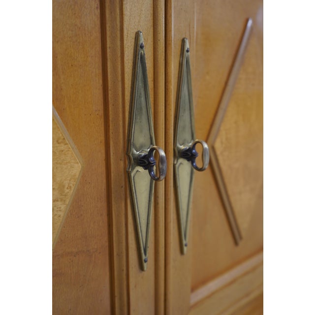 Pair Neoclassical Satinwood Finish 2 Door Nightstands For Sale - Image 12 of 18