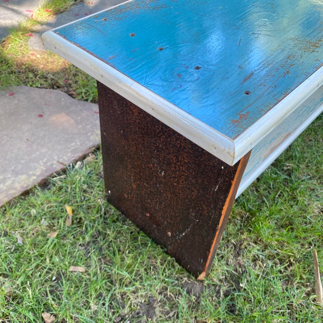 Child’s Blue and White Pine Bench Made From Reclaimed Wood For Sale - Image 4 of 7