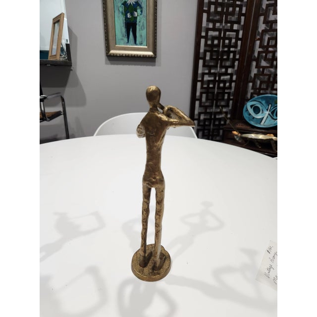 Modern Vintage Pair of Bronze Sculpture Musicians For Sale - Image 3 of 5
