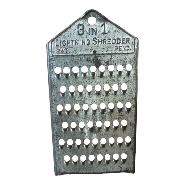 Vintage 3-in-1 Lightning Shredder Metal Grater, Early 20th Century For Sale