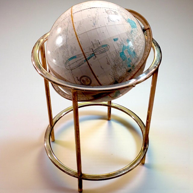 Collectible Cartographic Vintage 16" Cram's Imperial World Globe on Brass Toned Floor Stand For Sale - Image 11 of 11