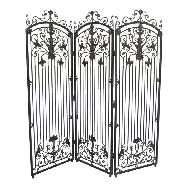 Theodore Alexander 3 Panel Wrought Iron Room Divider Screen Chairish