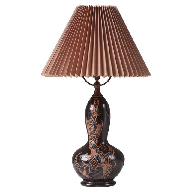 Art Nouveau Ceramic Table Lamp attributed to Møller & Bøgely, Denmark, 1910s For Sale - Image 16 of 16