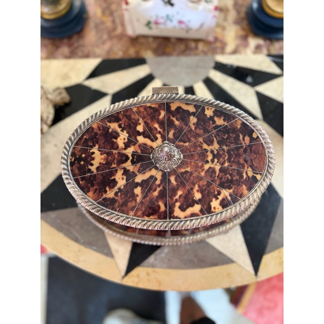 Chocolate Late 19th Century Faux Tortoiseshell & Silver-Plated Vanity Box - Regency Style For Sale - Image 8 of 9