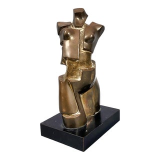 Mid Century Modern Abstract Bronze Sculpture - Woman Torso For Sale