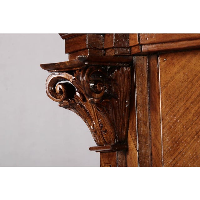 Antique Baroque Walnut Cabinet with Pilasters, Corinthian Capitals and Inlays, Vienna, Austria, 1750s For Sale - Image 11 of 18