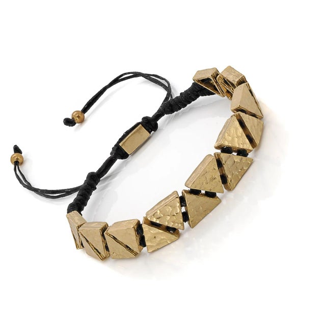 Black Woven Gold Triangle Bracelet For Sale - Image 4 of 7