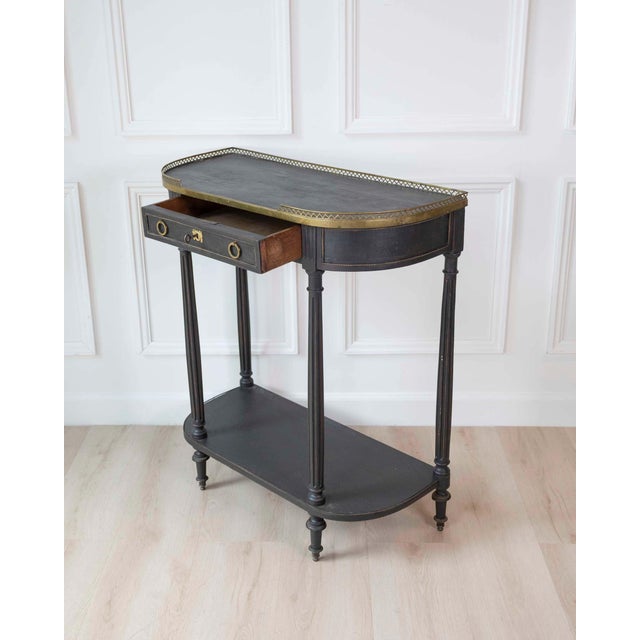 Mid 19th Century Mid-19th Century Swedish Ebonized Console Table with Brass Gallery and Slate Top For Sale - Image 5 of 8