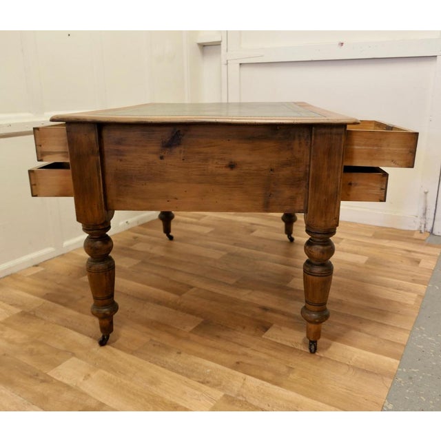Mid 19th Century Pine Leather Top Partners Desk, 1860s For Sale - Image 5 of 10