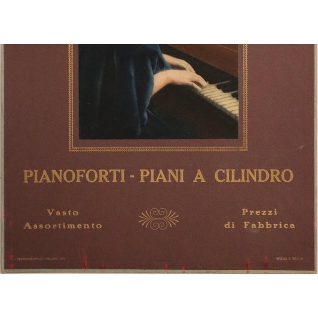 Illustration 1922 Italian Piano Advertisement Poster - Maraschi Vigevano (Red) For Sale - Image 3 of 3