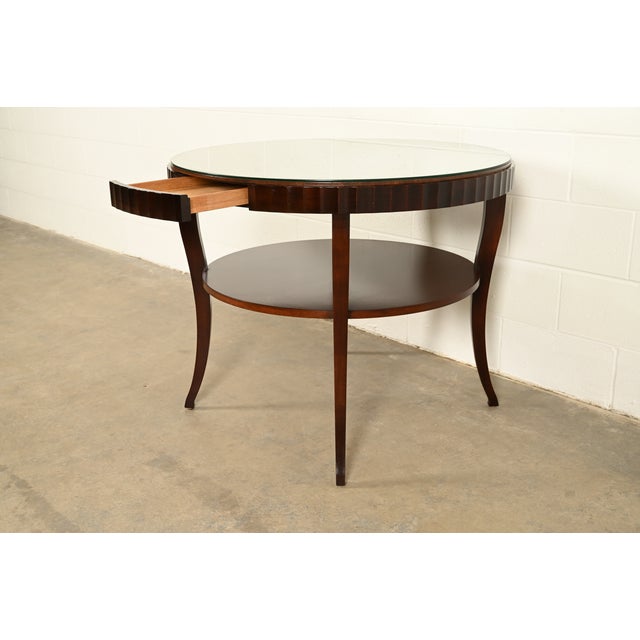 Barbara Barry for Baker Furniture Modern Regency Dark Mahogany Two-Tier Center Table For Sale In South Bend - Image 6 of 17