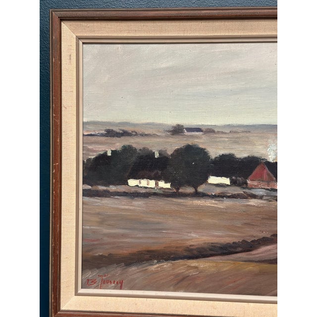 Original scandinavian oil on canvas – “landscape with farms” by b. Jernberg – signed – vintage & framed – 54 × 48 cm...
