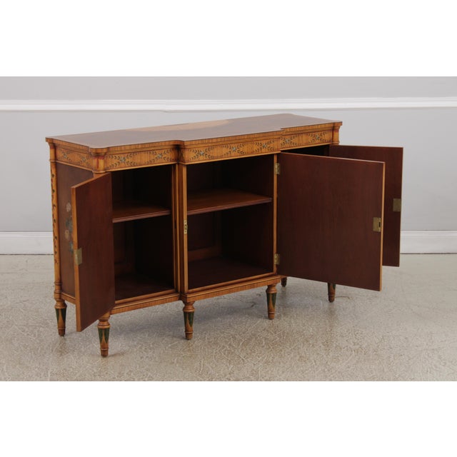 Traditional Vintage Adams Style Inlaid Satinwood & Painted Commode For Sale - Image 3 of 18