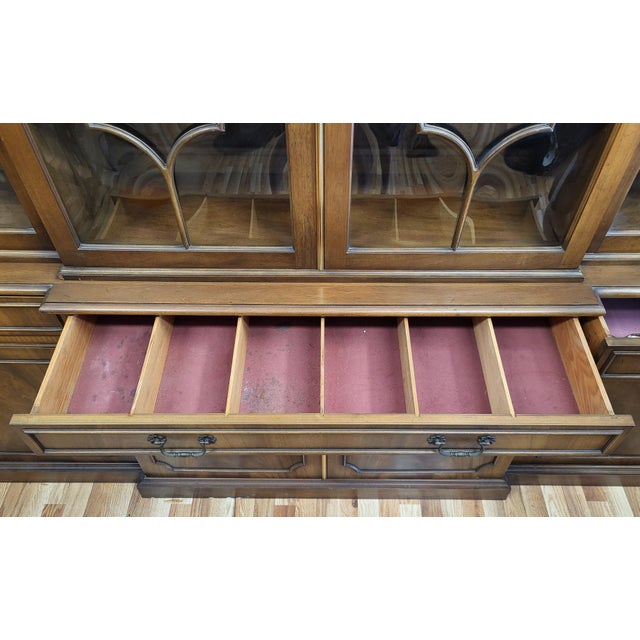 Vintage American Mahogany & Bubble Glass Curio Vitrine Bookcase Breakfront For Sale - Image 13 of 18