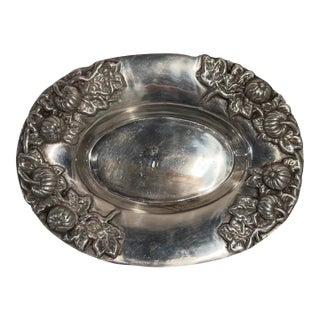 Vintage Oval Cast Metal Fall Decorative Tray For Sale