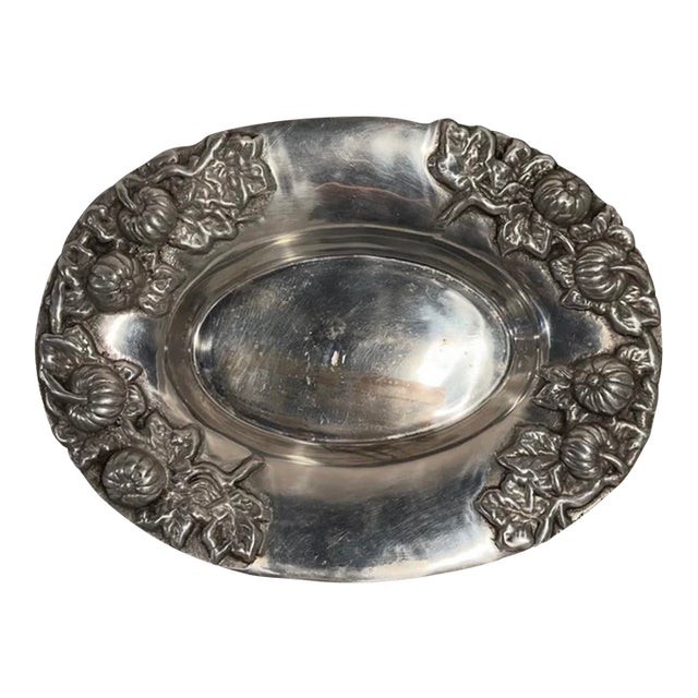 Vintage Oval Cast Metal Fall Decorative Tray For Sale