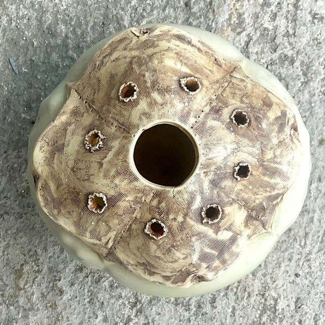 Boho Chic Vintage Boho Signed Studio Pottery Vase For Sale - Image 3 of 7