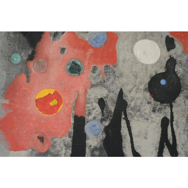 Wood 1950s Signed Colorful Modernist Abstract Painting For Sale - Image 7 of 13