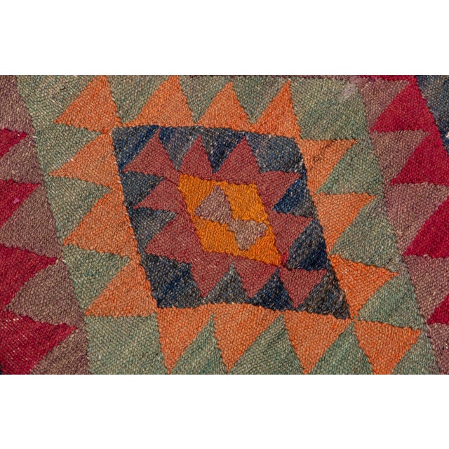 Textile Mid-20th Century Turkish Kilim Red Handmade Tribal Wool Rug For Sale - Image 7 of 8