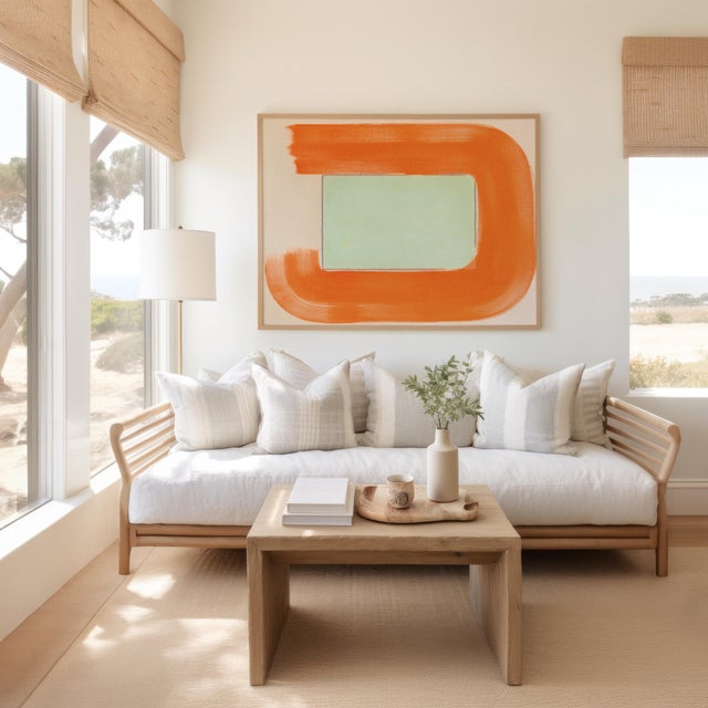 Colorful Abstract Modern Art Print, 'Celery/Orange', 30 X 38 Print in Wood Frame For Sale - Image 4 of 5