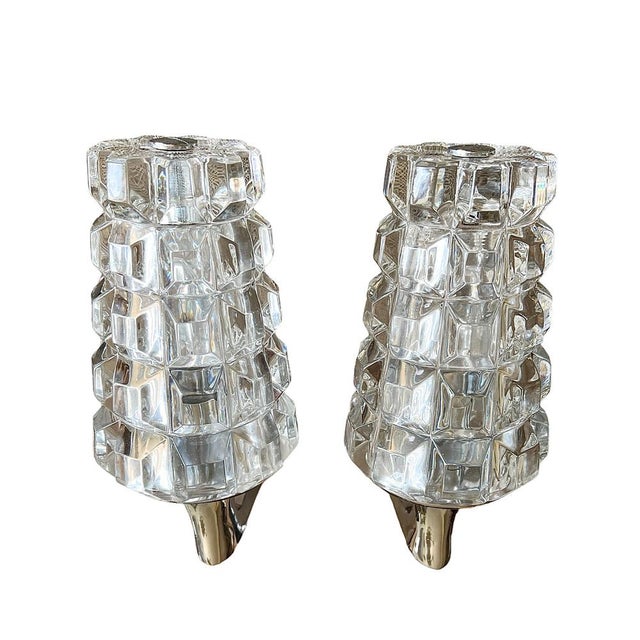 Brutalist Torchiere Wall Lights in Glass with Nickel Frames in the style of Kinkeldey, 1960s, Set of 2 For Sale - Image 6 of 16
