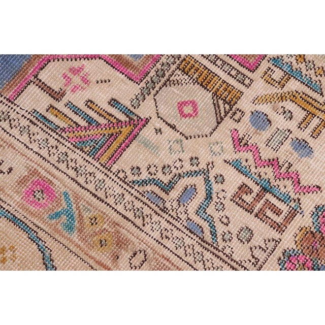 Boho Chic Vintage 1990's Blue/Beige Wool Rug - 7'10'' X 10'11'' For Sale - Image 4 of 10