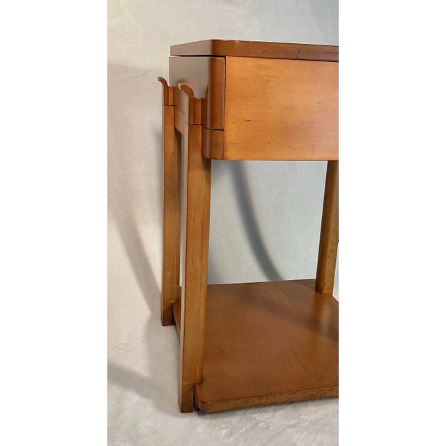 Brown Colonist Craft Solid Maple Nightstand End Side Table Single Drawer With Lower Shelf, Late 1930s-Early 1940s For Sale - Image 8 of 12