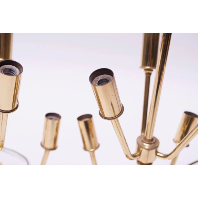 Gold Midcentury Candelabra Style Six-Arm Brass Table Lamps - A Pair For Sale - Image 8 of 13