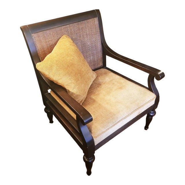 Palecek Chenille Lounge Chair With Throw Pillows For Sale