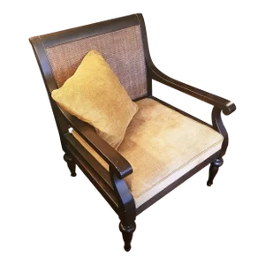 Palecek Chenille Lounge Chair With Throw Pillows