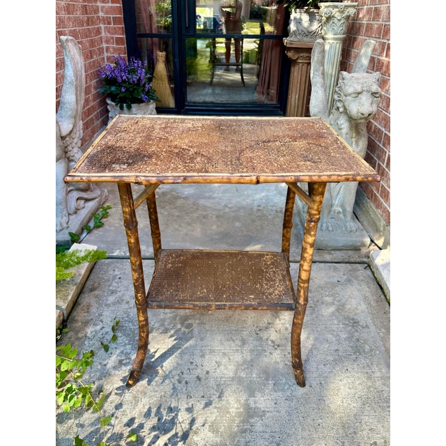 19th C Scorched Tortoise Bamboo Entry Console Table For Sale - Image 11 of 12