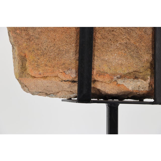 19th Century Large Buddha Votive Plaque, Sandstone on Metal Stand, India For Sale - Image 15 of 17