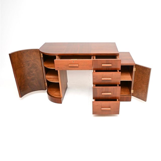 Art Deco Figured Walnut Desk, 1930 For Sale - Image 3 of 16