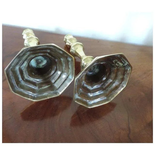 Antique 18th Century French Baroque Brass Candlesticks - a Pair For Sale In New York - Image 6 of 11