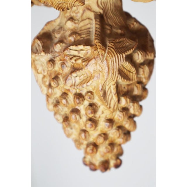 Hand-Carved Pinewood Chandelier with Grapes, Germany 1970s For Sale - Image 13 of 18