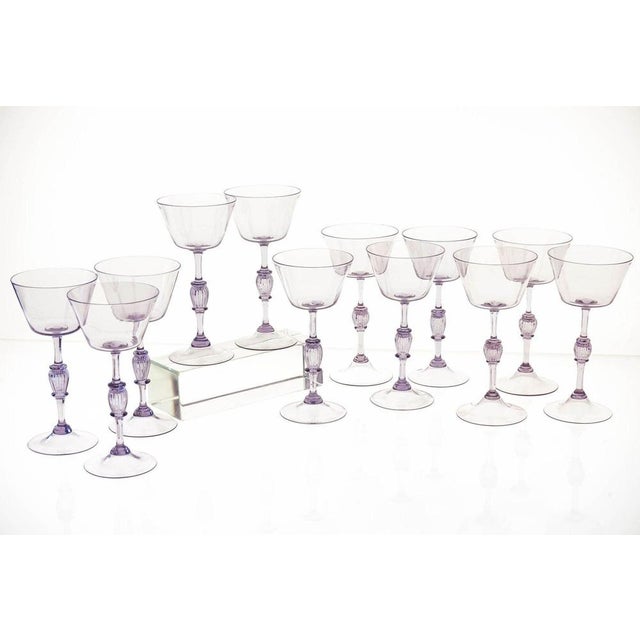Cyclamen Murano Wine Glass from Cenedese, 1950s, Set of 12 For Sale - Image 6 of 18