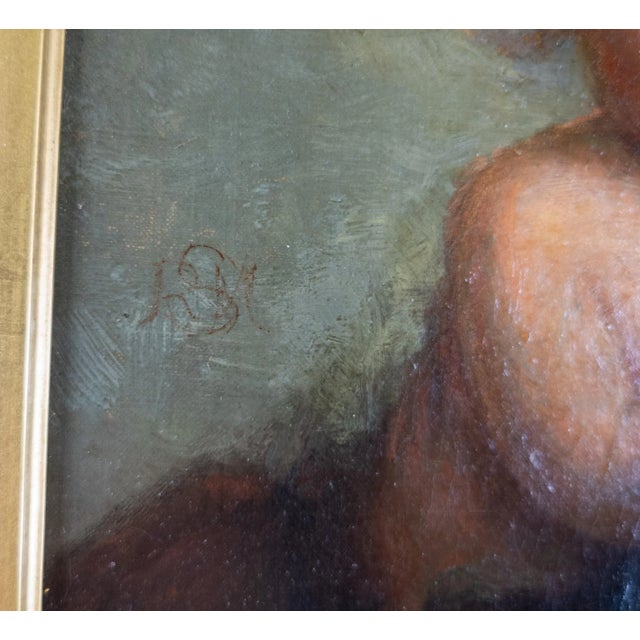 Gold 19th Century American Oil Painting of a Mother and Child Signed For Sale - Image 8 of 12