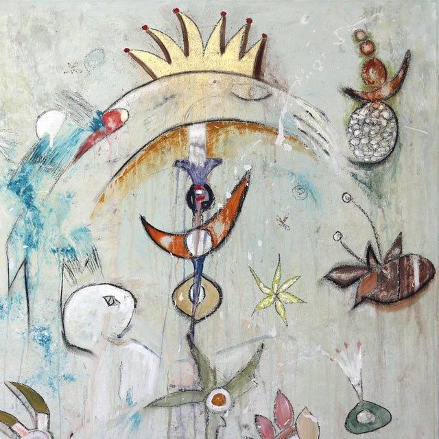 Textile Robot Circleish - Abstract Expressionist Mixed Media Painting on Canvas by Bruce Rubenstein For Sale - Image 7 of 9