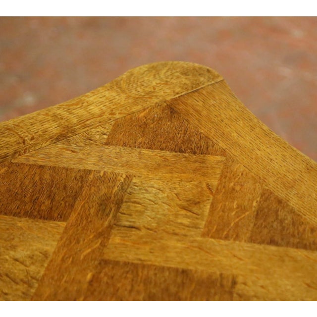 Late 20th Century 20th Century French Louis XV Oak Parquetry Refectory Dining Table With Leaves For Sale - Image 5 of 13