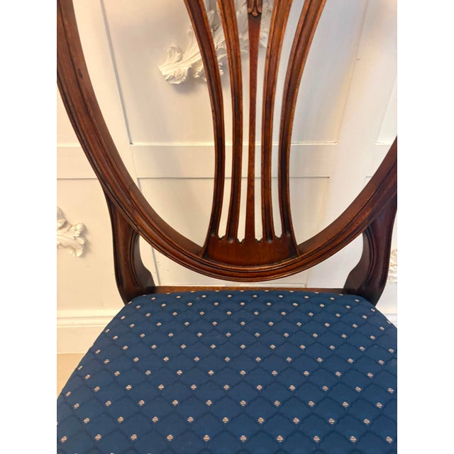 Wood Antique Mahogany Shield Back Dining Chairs and Carvers, 1920, Set of 12 For Sale - Image 7 of 18