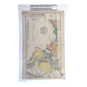 Antique 1870s g.w. Gray & Son Geological Map of Maryland & Delaware (32 X 20")"