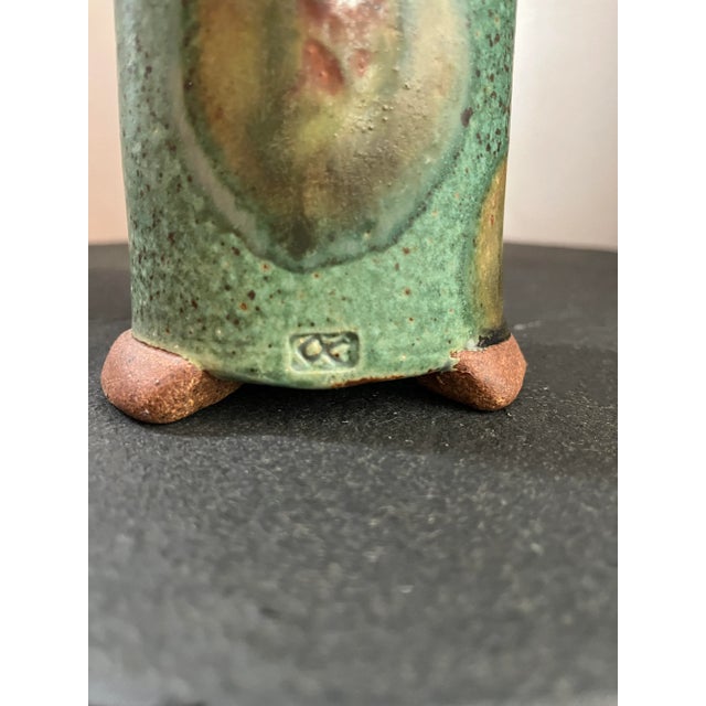 Green 1960s Mid-Century Modern Geen Studio Pottery Vase, Signed For Sale - Image 8 of 11