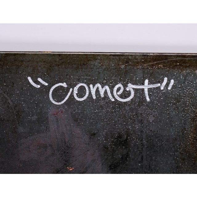 Contemporary 1980s Tony Evans "Comet" Mixed Media Wall Sculpture Painting on Metal For Sale - Image 3 of 5